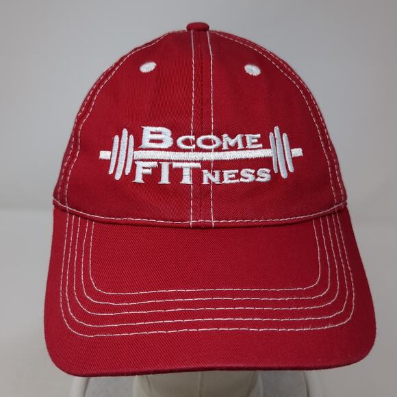 Bcome Fitness Strapback Baseball Cap Red One Size Adjustable Embroidered Cotton - Picture 2 of 9
